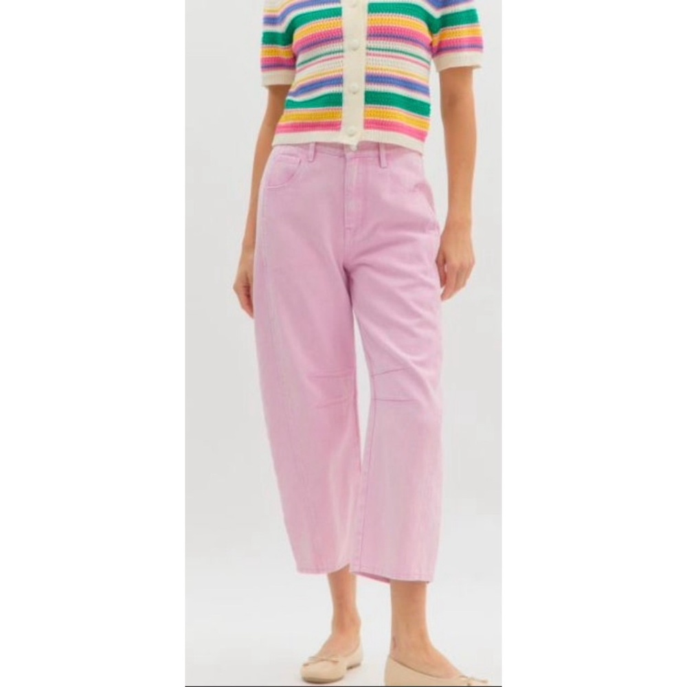 Entro Pink Cropped Barrel Jean Pants